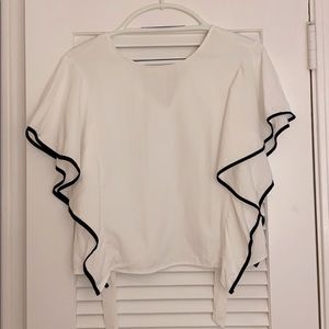 Zara white and black trim top